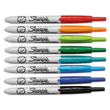Sharpie Retractable Permanent Marker, Extra-Fine Needle Tip, Assorted Colors, 8/Set (1742025)