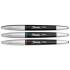 Sharpie Grip Permanent Ink Porous Point Pen, Stick, Fine 0.5 mm, Assorted Business Ink Colors, Black Barrel, 3/Pack (1758054)