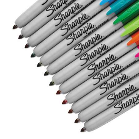 Sharpie Retractable Permanent Marker, Fine Bullet Tip, Assorted Colors, 12/Set (32707)