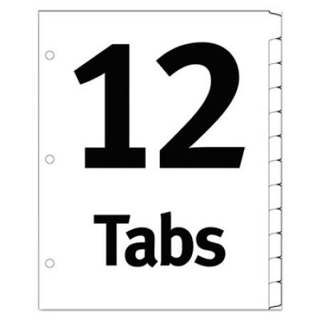 Office Essentials Table 'n Tabs Dividers, 12-Tab, Jan. to Dec., 11 x 8.5, White, 1 Set (11679)