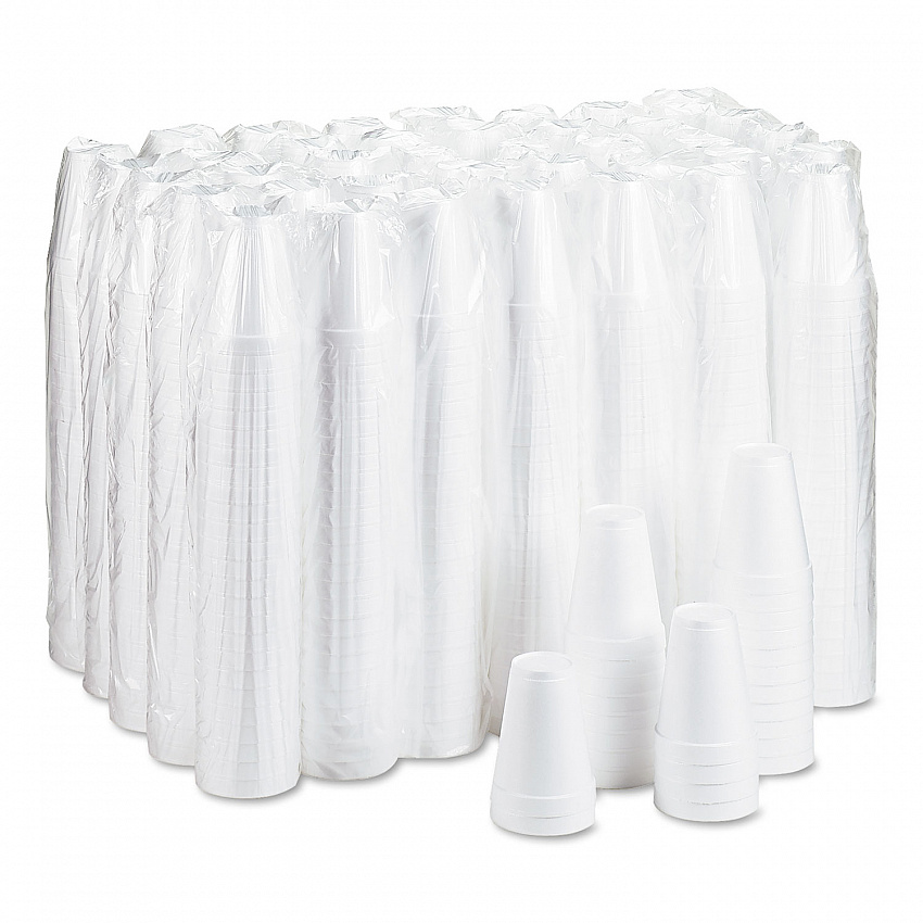 Foam Drink Cups, 12 oz, White, 25/Bag,  40 Bags/Carton (12J12)