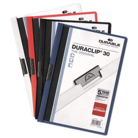 Durable DuraClip Report Cover, Clip Fastener, 8.5 x 11, Clear/Navy, 25/Box (220328)