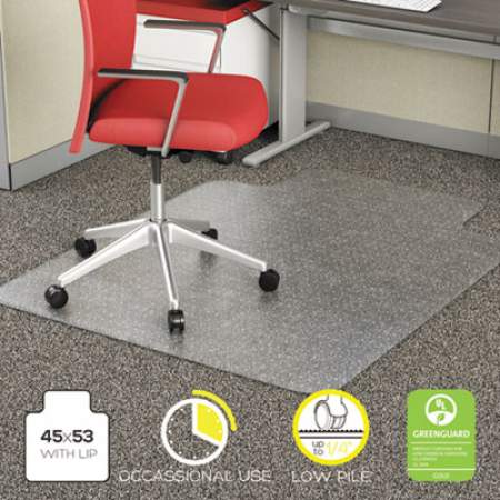 Alera Occasional Use Studded Chair Mat for Flat Pile Carpet, 45 x 53, Wide Lipped, Clear (MAT4553CFPL)