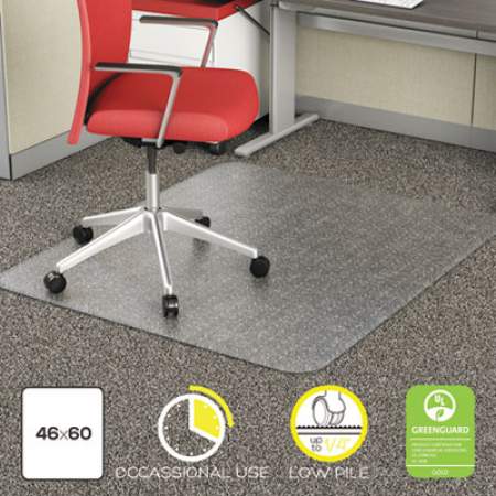 Alera Occasional Use Studded Chair Mat for Flat Pile Carpet, 46 x 60, Rectangular, Clear (MAT4660CFPR)