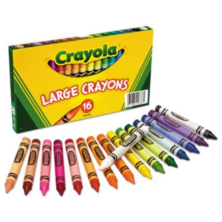 Crayola Large Crayons, Lift Lid Box, 16 Colors/Box (520336)
