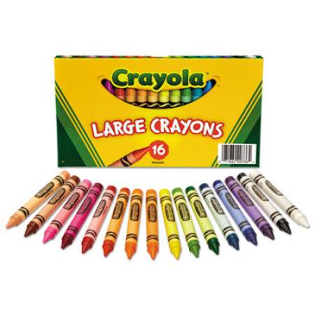 Crayola Large Crayons, Lift Lid Box, 16 Colors/Box (520336)