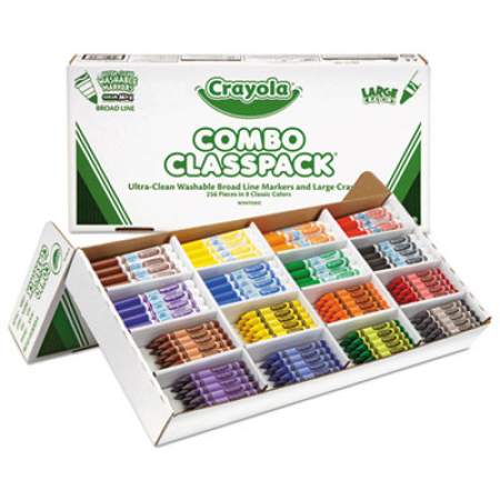 Crayola Crayon and Ultra-Clean Washable Marker Classpack, 8 Colors, 128 Each Crayons/Markers, 256/Box (523348)