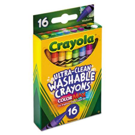 Crayola Ultra-Clean Washable Crayons, Regular, 8 Colors, 16/Box (526916)