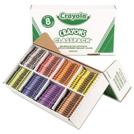 Crayola Classpack Regular Crayons, 8 Colors, 800/Box (528008)