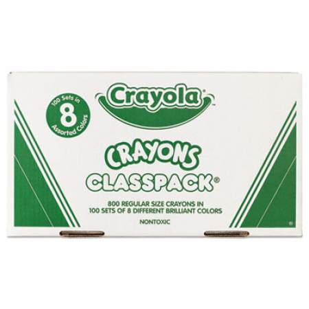 Crayola Classpack Regular Crayons, 8 Colors, 800/Box (528008)