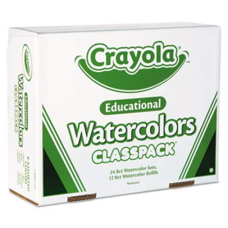 Crayola Watercolors, 8 Assorted Colors, Palette Tray, 36/Carton (538101)