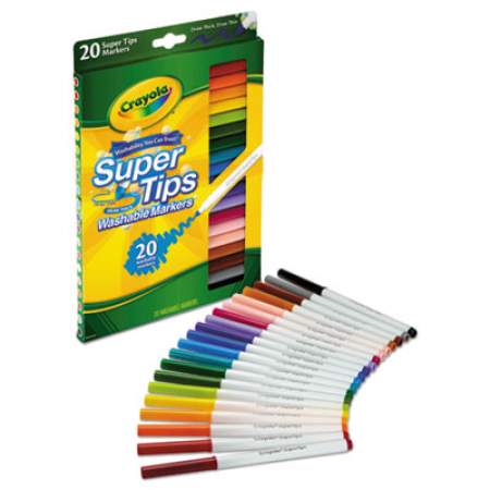 Crayola Washable Super Tips Markers, Fine/Broad Bullet Tips, Assorted Colors, 20/Set (588106)