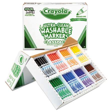 Crayola Ultra-Clean Washable Marker Classpack, Broad Bullet Tip, Assorted Colors, 200/Box (588200)