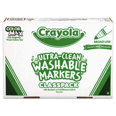 Crayola Ultra-Clean Washable Marker Classpack, Broad Bullet Tip, Assorted Colors, 200/Box (588200)
