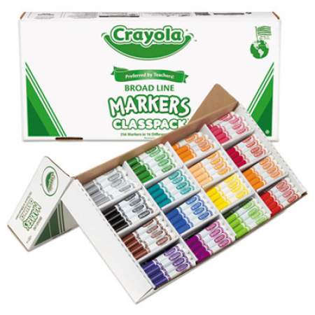Crayola Non-Washable Marker, Broad Bullet Tip, Assorted Classic Colors, 256/Box (588201)