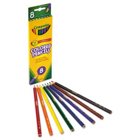 Crayola Long-Length Colored Pencil Set, 3.3 mm, 2B (#1), Assorted Lead/Barrel Colors, 8/Pack (684008)