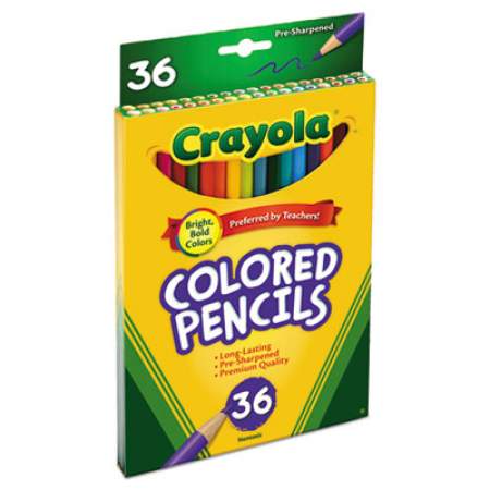 Crayola Short-Length Colored Pencil Set, 3.3 mm, 2B (#1), Assorted Lead/Barrel Colors, 36/Pack (684036)