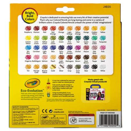 Crayola Long-Length Colored Pencil Set, 3.3 mm, 2B (#1), Assorted Lead/Barrel Colors, 50/Box (684050)