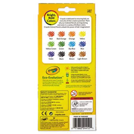 Crayola Erasable Color Pencil Set, 3.3 mm, 2B (#1), Assorted Lead/Barrel Colors, Dozen (684412)