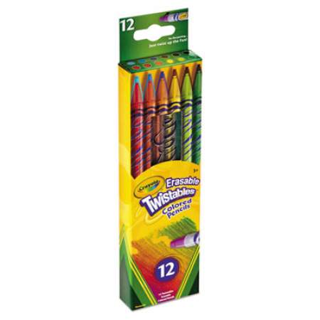 Crayola Twistables Erasable Colored Pencils, 2 mm, 2B (#1), Assorted Lead/Barrel Colors, Dozen (687508)