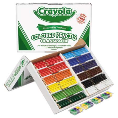 Crayola Color Pencil Classpack Set, 3.3 mm, 2B (#1), Assorted Lead/Barrel Colors, 252/Box (688024)