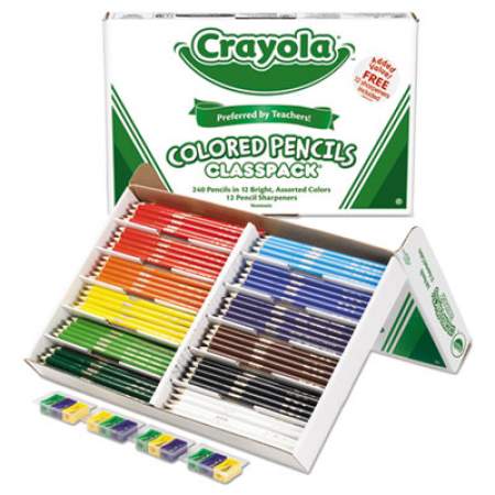 Crayola Color Pencil Classpack Set, 3.3 mm, 2B (#1), Assorted Lead/Barrel Colors, 252/Box (688024)