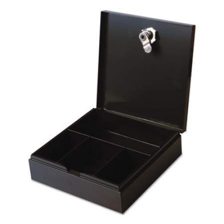 Universal Space-Saving Steel Security Box, Cash, Coin Compartments, 6.75 x 6.78 x 2, Black (69000)