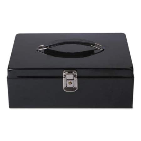Universal Security Box with Locking Latch,  Cash, Coin Compartments, 11 x 7.75 x 4, Steel, Black (69001)