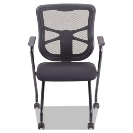Alera Elusion Mesh Nesting Chairs, Padded Arms, Supports Up to 275 lb, Black, 2/Carton (EL4914)