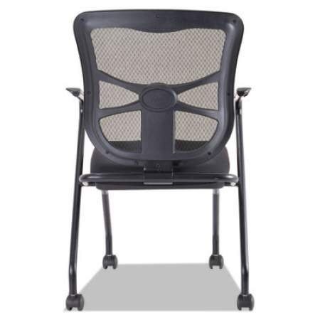 Alera Elusion Mesh Nesting Chairs, Padded Arms, Supports Up to 275 lb, Black, 2/Carton (EL4914)
