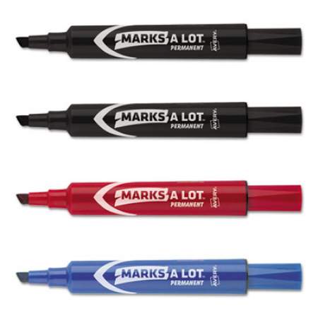 Avery MARKS A LOT Regular Desk-Style Permanent Marker, Broad Chisel Tip, Assorted Colors, 4/Set (7905) (07905)