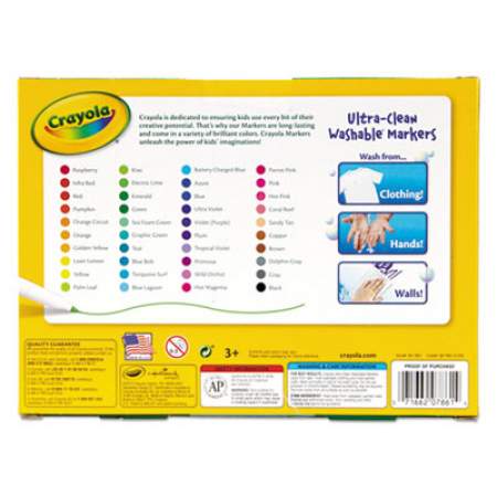 Crayola Ultra-Clean Washable Markers, Fine Bullet Tip, Assorted Colors, 40/Set (587861)