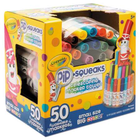 Crayola Pip-Squeaks Telescoping Marker Tower, Medium Bullet Tip, Assorted Colors, 50/Pack (588750)