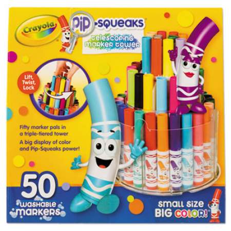 Crayola Pip-Squeaks Telescoping Marker Tower, Medium Bullet Tip, Assorted Colors, 50/Pack (588750)