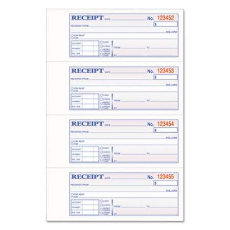 Adams TOPS Two-Part Hardbound Receipt Book, Two-Part Carbon, 7 x 2.75, 4/Page, 300 Forms (DCH1185)