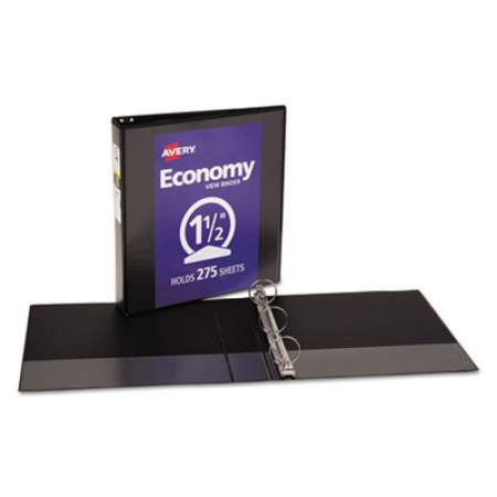 Avery Economy View Binder with Round Rings , 3 Rings, 1.5" Capacity, 11 x 8.5, Black, (5725) (05725)