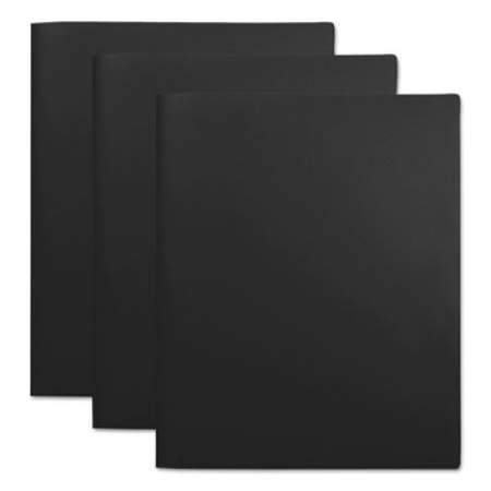 Universal Two-Pocket Plastic Folders, 100-Sheet Capacity, 11 x 8.5, Black, 10/Pack (20540)