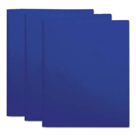 Universal Two-Pocket Plastic Folders, 100-Sheet Capacity, 11 x 8.5, Navy Blue, 10/Pack (20541)
