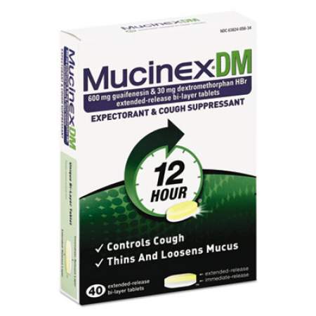 Mucinex DM Expectorant and Cough Suppressant, 40 Tablets/Box (05640)