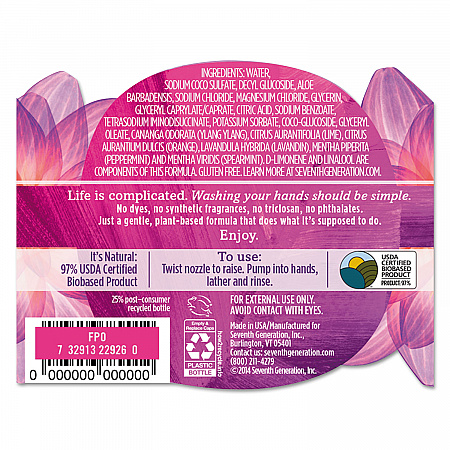 Natural Hand Wash, Lavender Flower and Mint Scent, 12 oz, 8/Carton (22926CT)