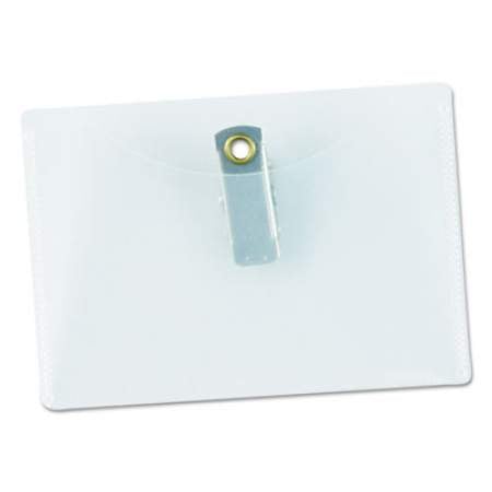 Universal Clear Badge Holders w/Garment-Safe Clips, 2 1/4 x 3 1/2, White Inserts, 50/Box (56003)