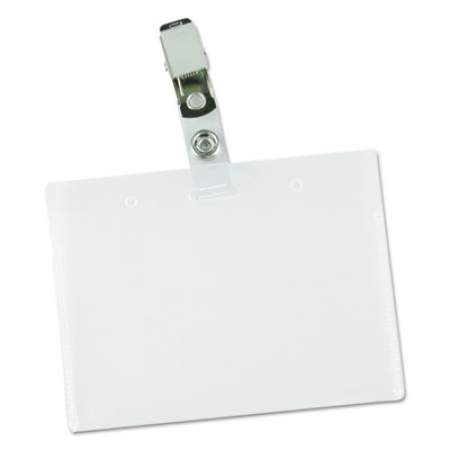 Universal Deluxe Clear Badge Holder w/Garment-Safe Clips, 2.25 x 3.5, White Insert, 50/Box (56006)