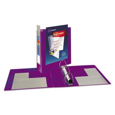 Avery Heavy-Duty View Binder with DuraHinge and One Touch EZD Rings, 3 Rings, 2" Capacity, 11 x 8.5, Purple (79777)