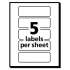 Avery Removable Multi-Use Labels, Inkjet/Laser Printers, 1 x 3, White, 5/Sheet, 50 Sheets/Pack, (5436) (05436)