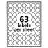 Avery Removable Multi-Use Labels, Inkjet/Laser Printers, 1" dia., White, 63/Sheet, 15 Sheets/Pack (6450)
