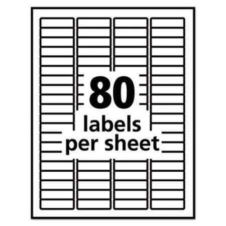 Avery Removable Multi-Use Labels, Inkjet/Laser Printers, 0.5 x 1.75, White, 80/Sheet, 25 Sheets/Pack (6467)