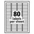 Avery Removable Multi-Use Labels, Inkjet/Laser Printers, 0.5 x 1.75, White, 80/Sheet, 25 Sheets/Pack (6467)