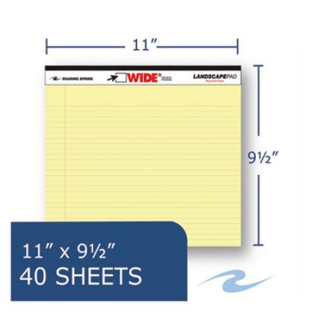 Roaring Spring WIDE Landscape Format Writing Pad, Unpunched with Standard Back, Medium/College Rule, 40 Canary-Yellow 11 x 9.5 Sheets (74501)