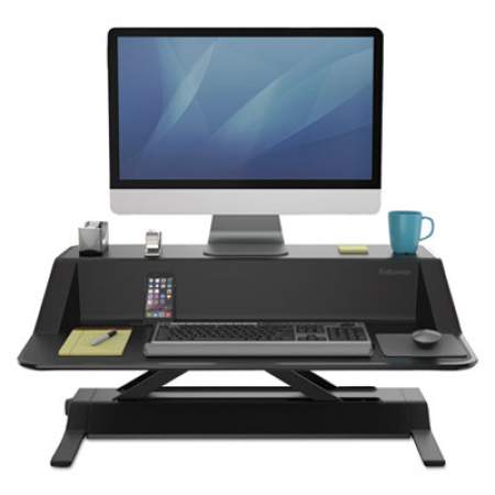 Fellowes Lotus Sit-Stands Workstation, 32.75" x 24.25" x 5.5" to 22.5", Black (0007901)