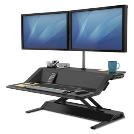 Fellowes Lotus Sit-Stands Workstation, 32.75" x 24.25" x 5.5" to 22.5", Black (0007901)